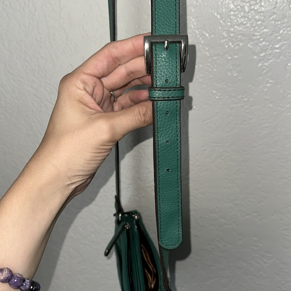 TIGNANELLO Teal Leather Crossbody Bag - Picture 7 of 7